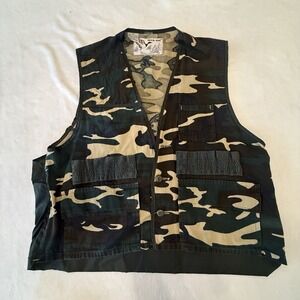 VTG Duck Bay Hunting Field Vest Mens XL Camo‎ Game Bag 5 Pockets RN42000